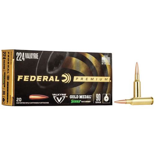GOLD MEDAL SIERRA MATCHKING RIFLE AMMUNITION - 224 VALKYRIE, 90 GRAIN, BTHP, 20/BOX