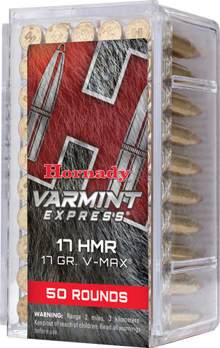 HORNADY 17HMR 17GR V-MAX 2550FPS 50RD 40BX/CS