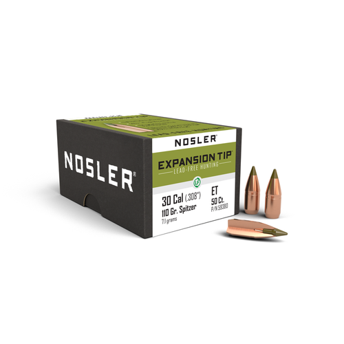 Nosler E-Tip Lead-Free Expansion Rifle Bullets .300 AAC .308" 110 gr SPTZ E-TIP 50/ct