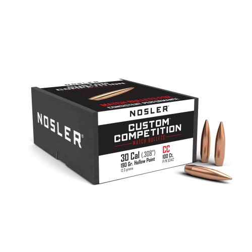Nosler Custom Competition Rifle Bullets .30 cal .308" 190 gr HPBT 100/ct
