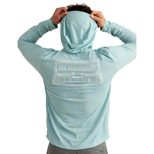 Huk Drift Performance Hoodie Long Sleeve Shirt Heron Blue L