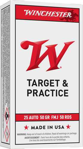 Winchester USA Handgun Ammunition .25 ACP 50 gr FMJ  50/ct