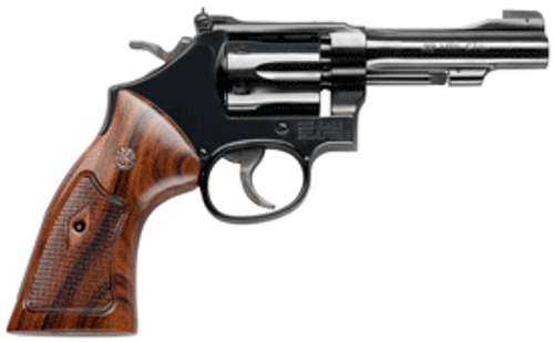 S&W 48 CLASSIC 22WMR 4" AS BRIGHT BLUED CHECKERED WOOD