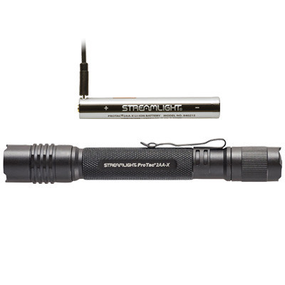 PROTAC 2AA-X USB FLASHLIGHT - BLACK, 550 LUMENS, NYLON HOLSTER