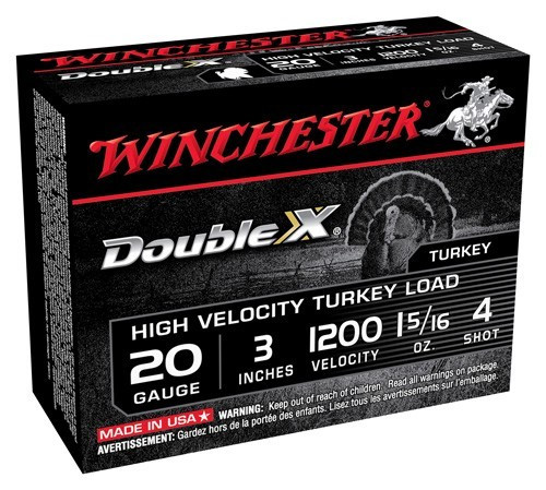 WINCHESTER DOUBLE-X 20GA 3" 1-5/16OZ #4 10RD 10BX/CS