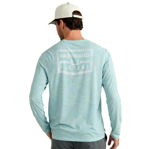 Huk Drift Performance Long Sleeve Shirt Heron Blue L