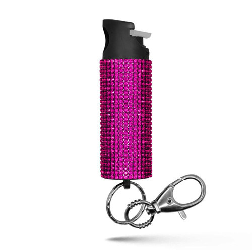 PEPPER SPRAY KEYCHAIN WITH RHINESTONES - PINK