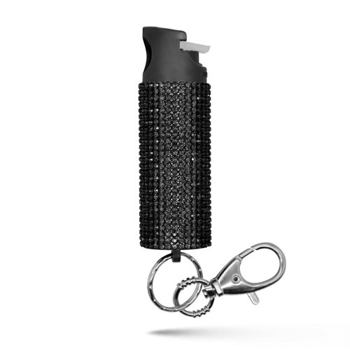 PEPPER SPRAY KEYCHAIN WITH RHINESTONES - BLACK