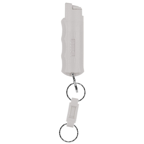 PEPPER SPRAY W/ QUICK RELEASE KEY RING - LIGHT GRAY, 25 BURSTS, 10' RANGE
