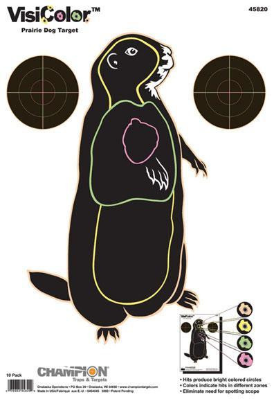 Champion VisiColor High-Visibility Paper Targets Prairie Dog 11" X 16" 10/Pack