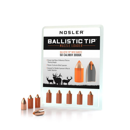 Nosler Ballistic Tip Muzzleloader Bullets .50 cal .458" 300 gr Spitzer 15/ct