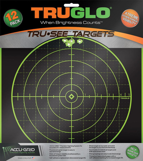 TRUGLO TRU-SEE Self Adhesive Targets - 100 Yard 12x12 Green 12 Pack