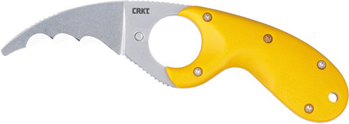 CRKT BEAR CLAW 2.39" YELLOW W/ VEFF SERRATIONS BELT CLIP
