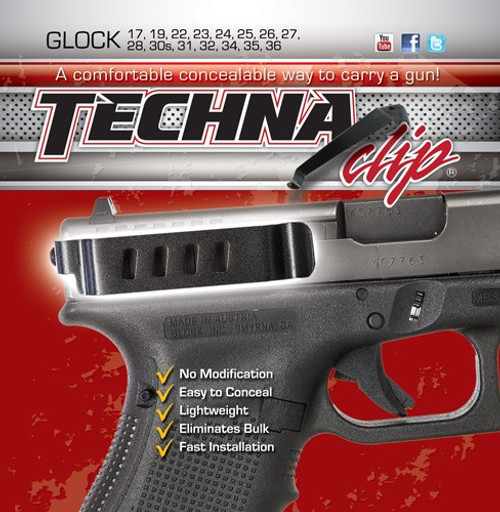 TECHNA CLIP HANDGUN RETENTION CLIP FOR GLOCK EXCEPT 42/43 TECHNA CLIP HANDGUN RETENTION CLIP FOR GLOCK EXCEPT 42/43