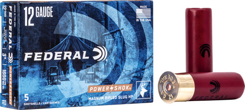 FEDERAL POWER SHOK 12GA 3" 1-1/4OZ RIFLED SLUG 5RD 50BX/C