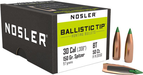 NOSLER BULLETS 30 CAL .308 150GR BALLISTIC TIP 50CT