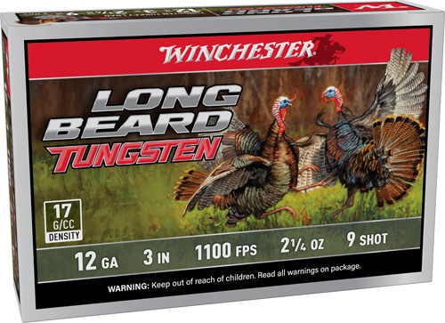 Winchester Long Beard Tungsten Shotshell 12ga 3" 2-1/4oz 1100 fps #9 5/ct