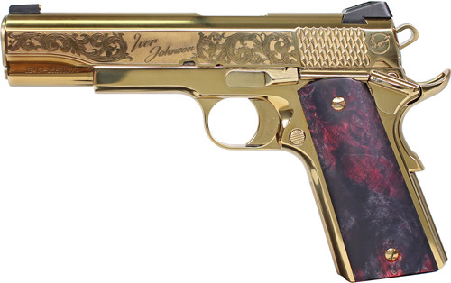 IVER JOHNSON EAGLE NOBLE WP 1911 45ACP 8RD GOLD/EX. WOOD