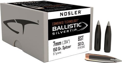 NOSLER BULLETS 7MM .284 150GR BALLISTIC SILVER TIP 50C