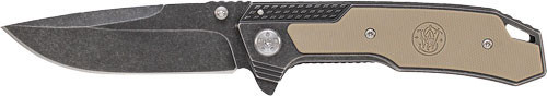 S&W STONEWASH DROP POINT 3.6" BLADE W/ S&W LOGO IN G10 HNDL