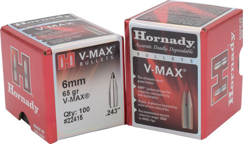 HORNADY BULLETS 6MM .243 65GR V-MAX 100CT 40BX/CS