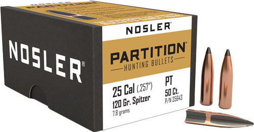 NOSLER BULLETS 25 CAL .257 120GR PARTITION 50CT