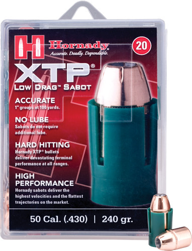 HORNADY 50CAL SABOTED BULLET 44 240GR JHP 20CT 10BX/CS