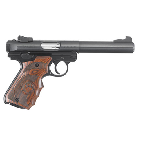 RUG MARK IV TARGET 22LR 5.5 BLUED WOOD GRIPS 10