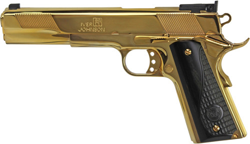 IVER JOHNSON EAGLE XL 10MM 6" 24K GOLD BLACK WOOD