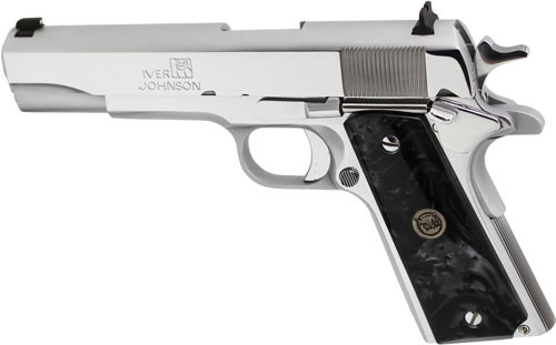 IVER JOHNSON 1911A1 38 SUPER 5" FS 9RD CHROME BLACK PEARL