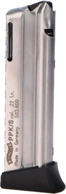 WALTHER MAGAZINE PPK/S 22LR 10RD NICKEL PLATED STEEL