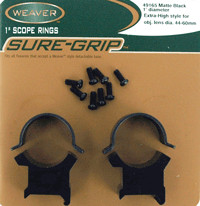 WEAVER RINGS DETACHABLE TOP MOUNT SURE-GRIP 1" X-HIGH MATT