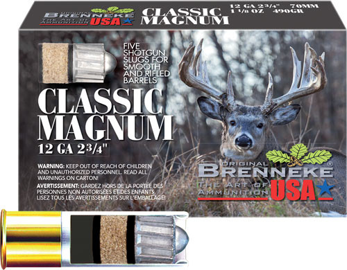 BRENNEKE USA CLASSIC MAG 12GA 2.75" 1-1/8OZ SLUG 5RD 50BX/CS