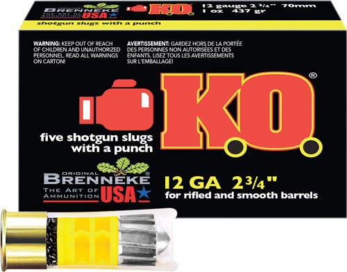 BRENNEKE USA KO 12GA 2.75" 1OZ SLUG 5RD 50BX/CS
