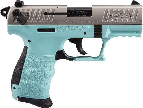 WALTHER P22 CA 22LR 3.42" AS 10-SHOT ANGEL BLUE POLYMER WALTHER P22 CA 22LR 3.42" AS 10-SHOT ANGEL BLUE POLYMER