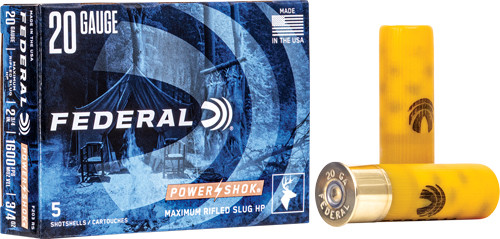 FEDERAL POWER SHOK 20GA 2.75" 4/5OZ RIFLED SLUG 5RD 50BX/CS