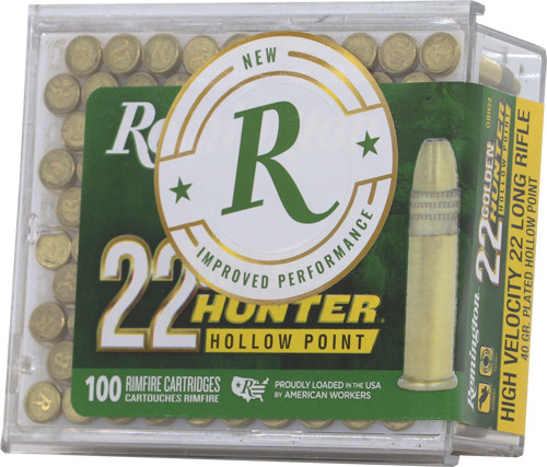 REMINGTON GOLDEN HUNTER 22LR 40GR PLATED HP 100RD 50BX/CS