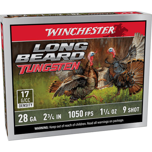 Winchester Long Beard Tungsten Shotshell 28ga 2-3/4" 1-1/4oz 1150 fps #9 5/ct