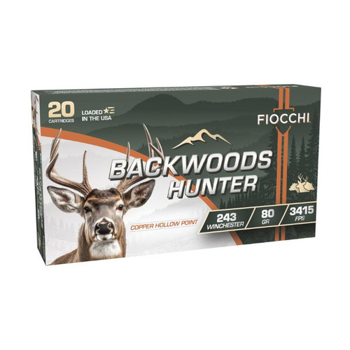 Fiocchi Backwoods Hunter Rifle Ammunition 243 Win 80gr CHP 3415 fps 20/ct