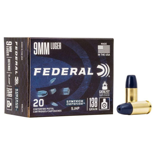 Federal Syntech Defense Handgun Ammunition 9mm Luger 138 gr SJHP 1050 fps 20/ct