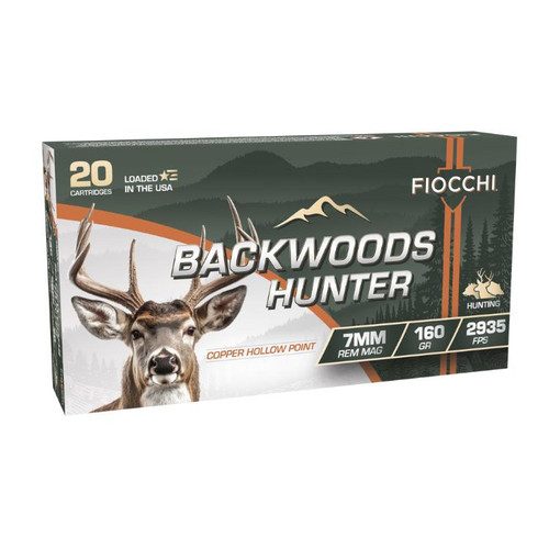 Fiocchi Backwoods Hunter Rifle Ammunition 7mm Rem Mag 160gr CHP 2935 fps 20/ct