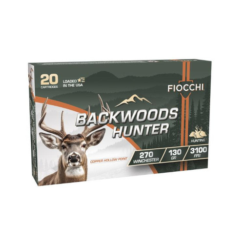 Fiocchi Backwoods Hunter Rifle Ammunition 270 Win 130gr HP 3100 fps 20/ct
