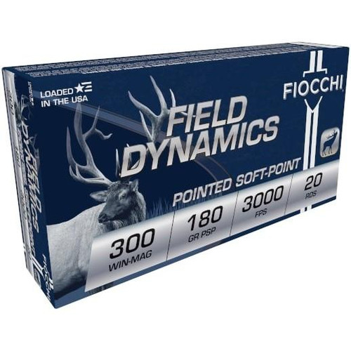 Fiocchi Field Dynamics Rifle Ammunition .300 Win Mag 180 gr PSP 3000 fps 20/ct