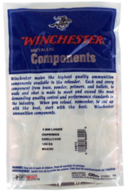 WINCHESTER UNPRIMED CASES 9MM LUGER 100PK 20BX/CS