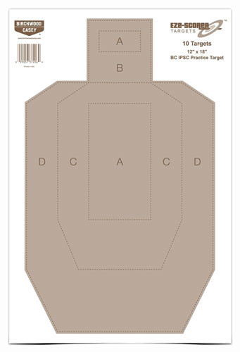 B/C TARGET EZE-SCORER 12"X18" IPSC PRACTICE 10 TARGETS