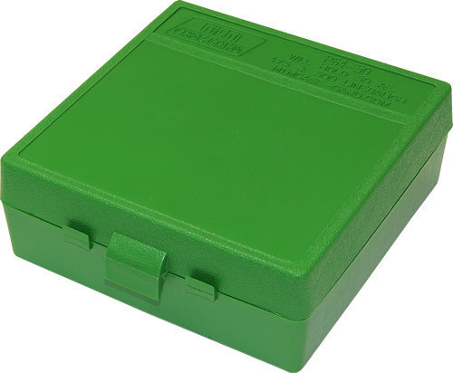 MTM AMMO BOX 50AE/50SW MAG 64-ROUNDS FLIP TOP STYLE GREEN