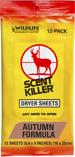 WRC DRYER SHEETS SCENT KILLER AUTUMN FORMULA 12-PACK