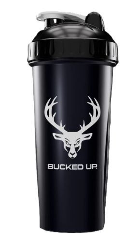 BUCKED UP SHAKER 28OZ BLACK & WHITE BPA FREE
