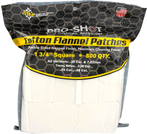 PRO SHOT CLEANING PATCH COTTON FLANNEL .30-.38 1 3/4" 500CT