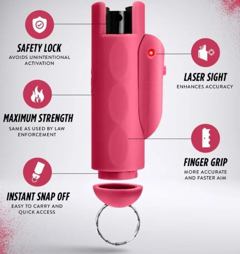 GUARD DOG ACCUFIRE2 PEPPER SPR W/ LASER SIGHT & KEYCHAIN PINK